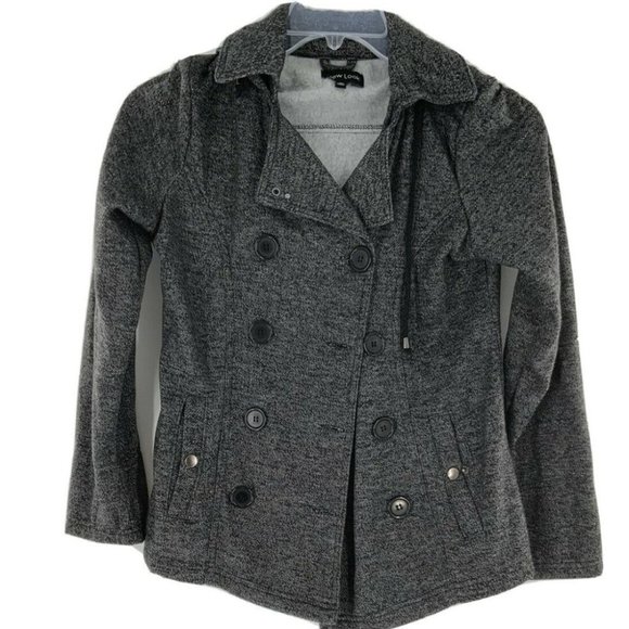 New Look Jackets & Blazers - New Look Double-Breasted Fleece Peacoat Cropped Womens Jacket Gray Size Medium